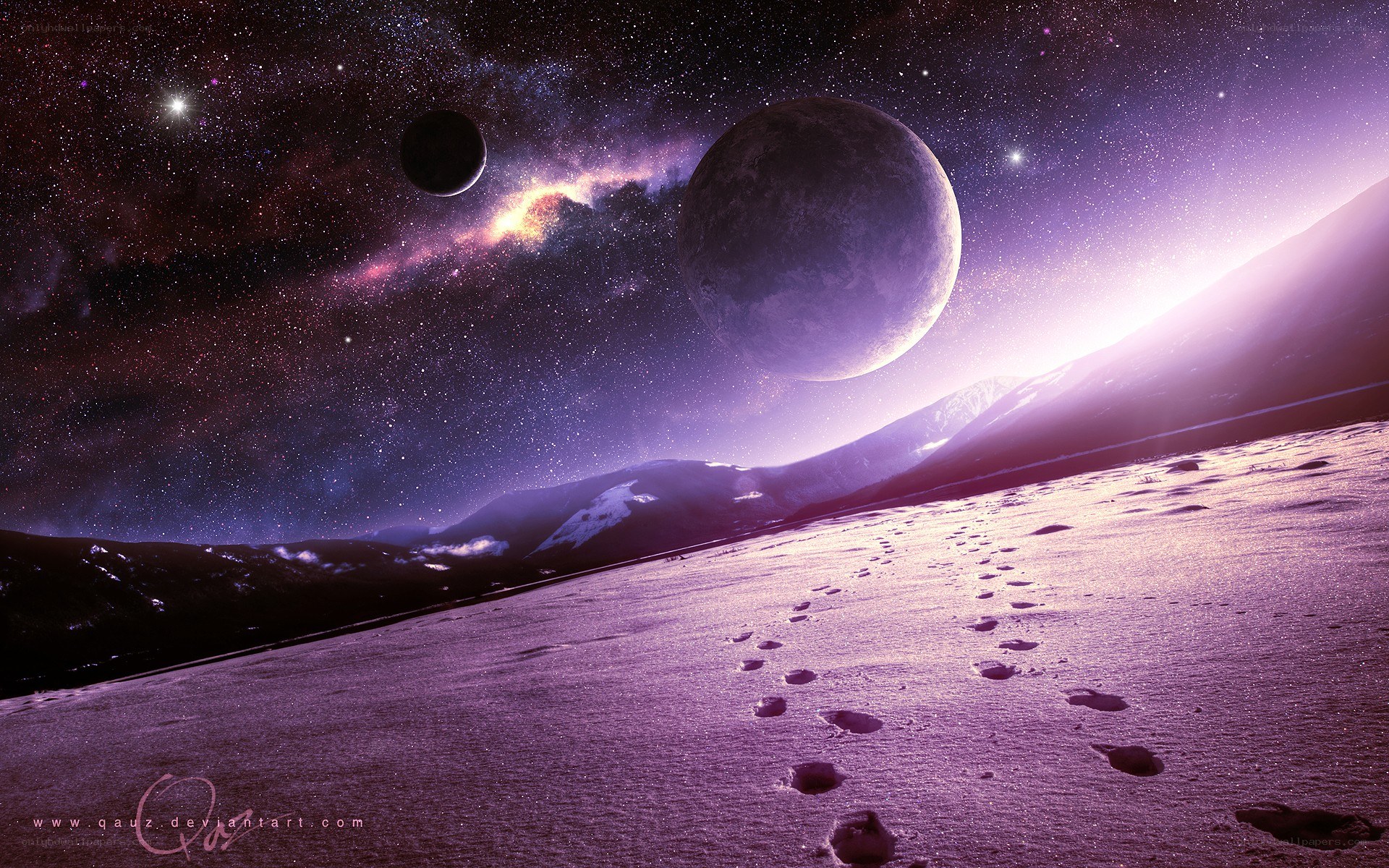 alien landscape with footprints