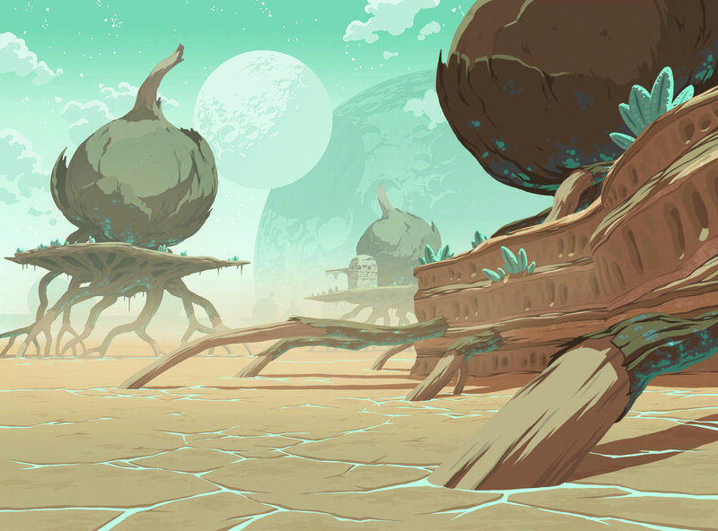 Alien Landscape with Fungal Trees