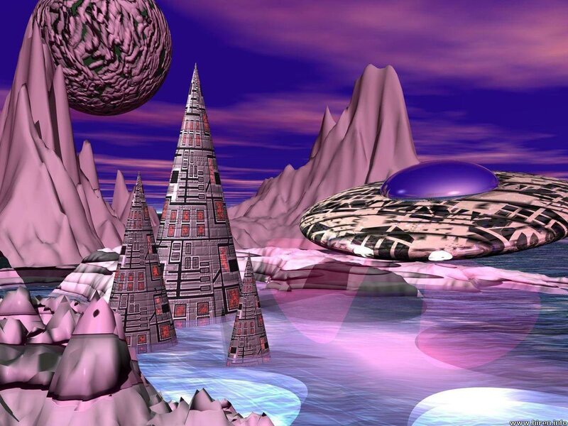 alien landscape with futuristic structures