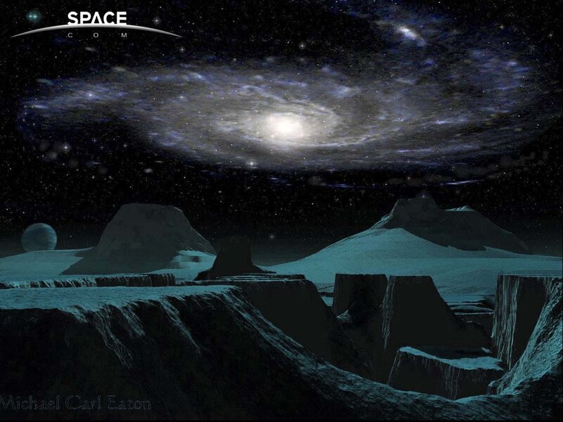 Alien Landscape with Galaxy — Black
