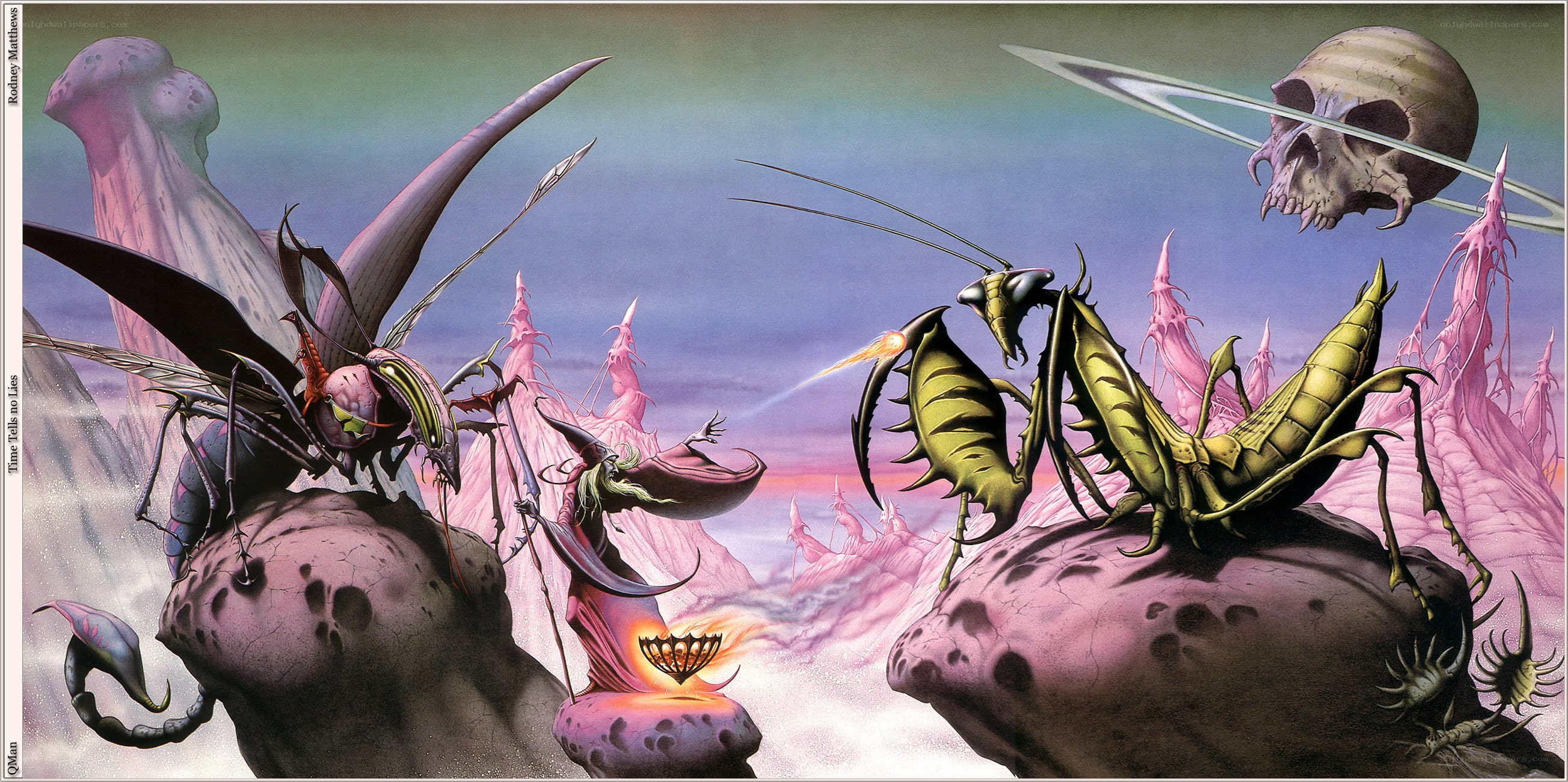 Alien landscape with giant insects