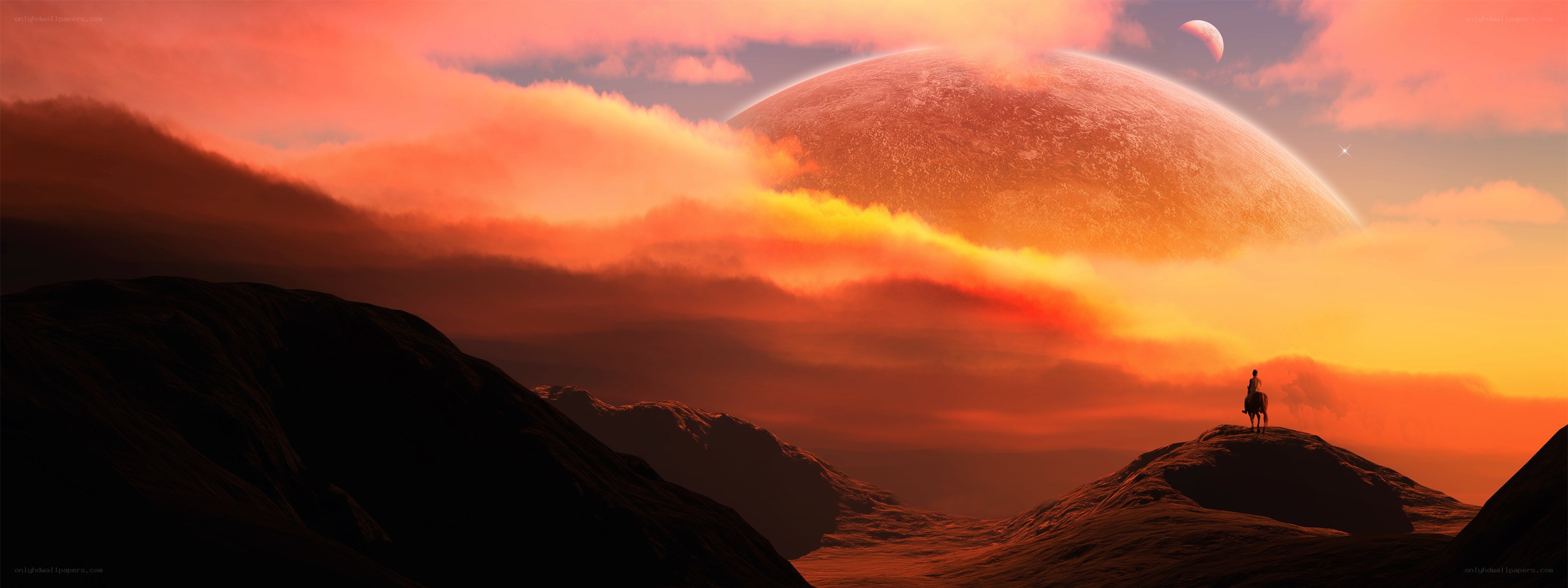 alien landscape with giant planet