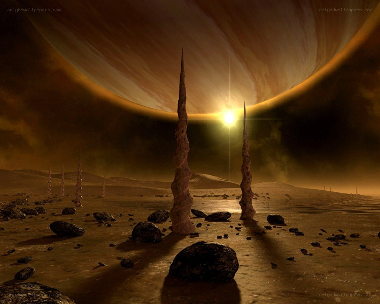 alien landscape with giant spires