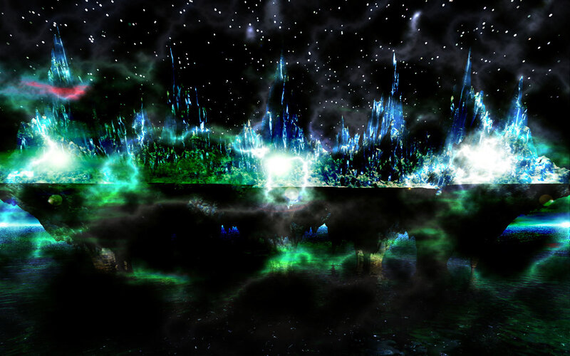 alien landscape with glowing crystals