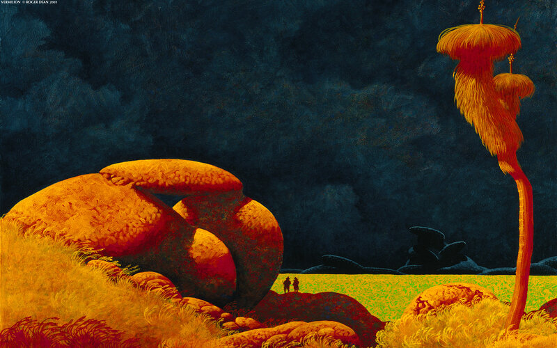 Alien landscape with glowing flora