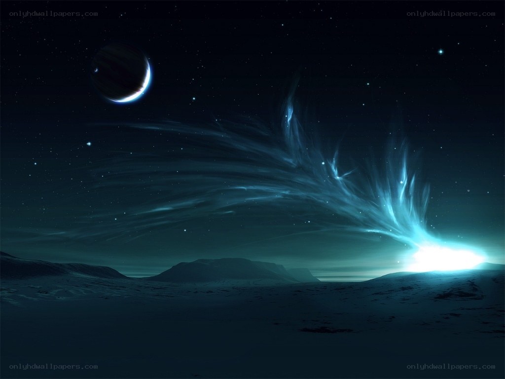 alien landscape with glowing nebula