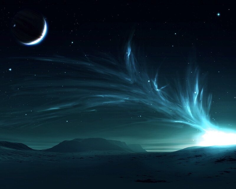 alien landscape with glowing nebula