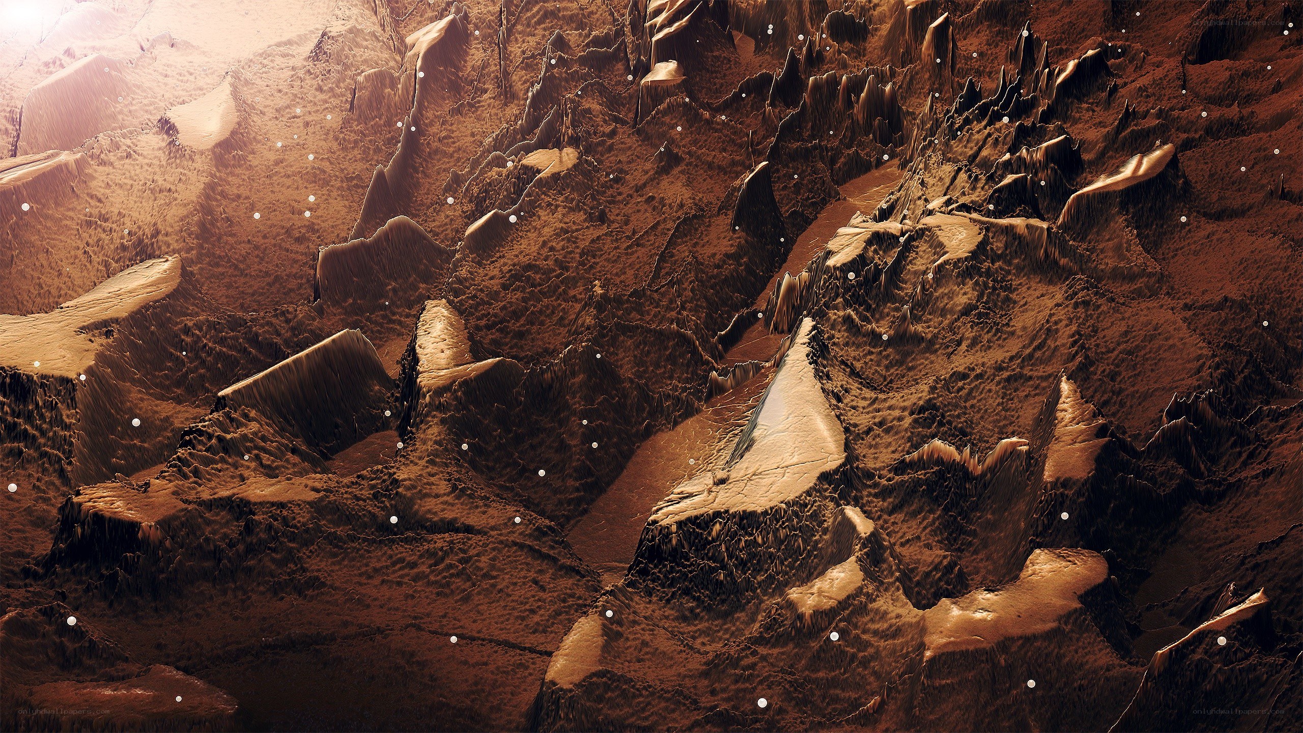 alien landscape with glowing particles