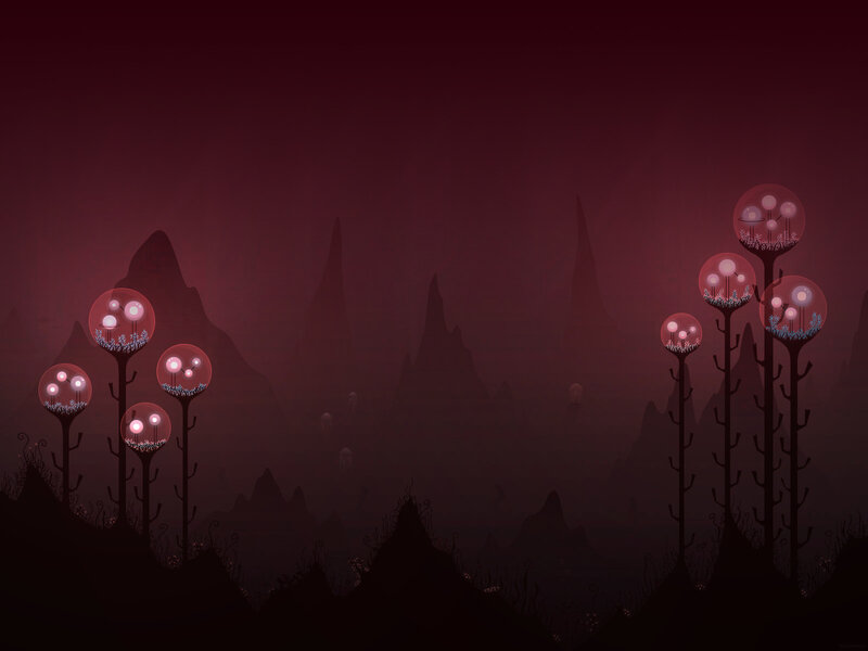 alien landscape with glowing plants