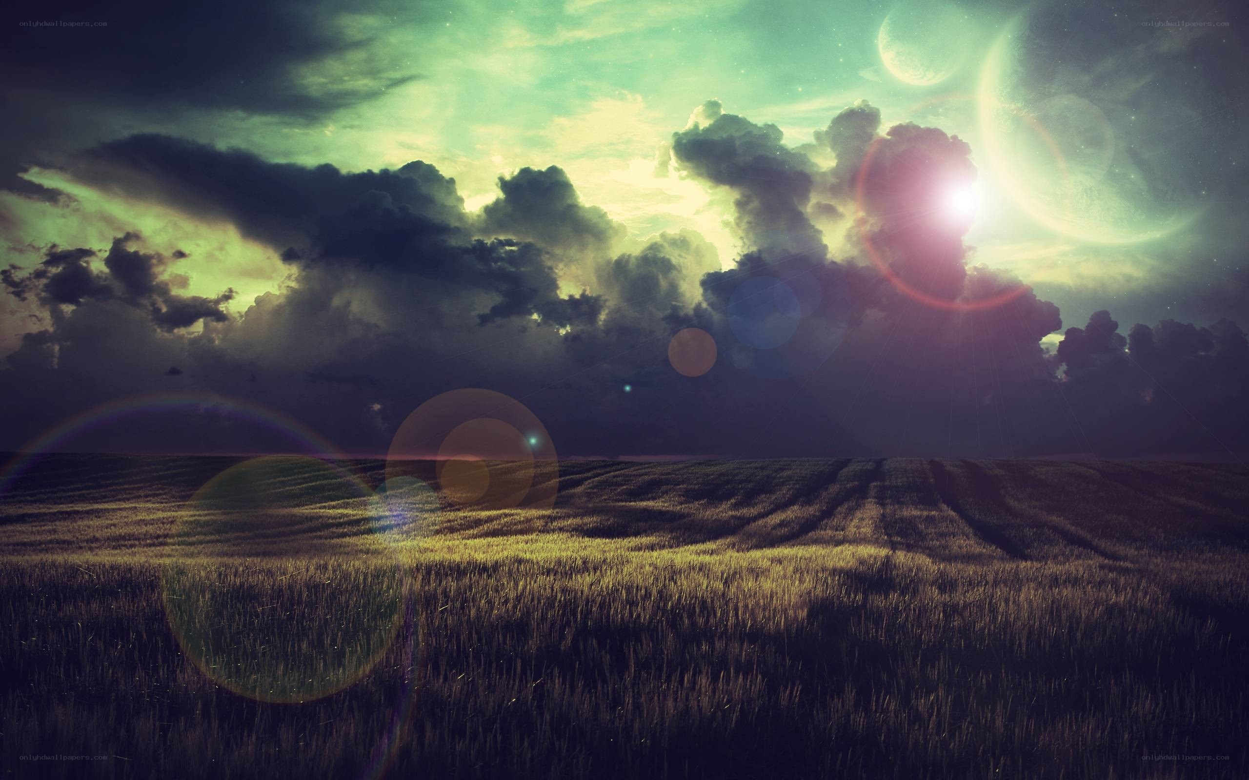 alien landscape with glowing sky