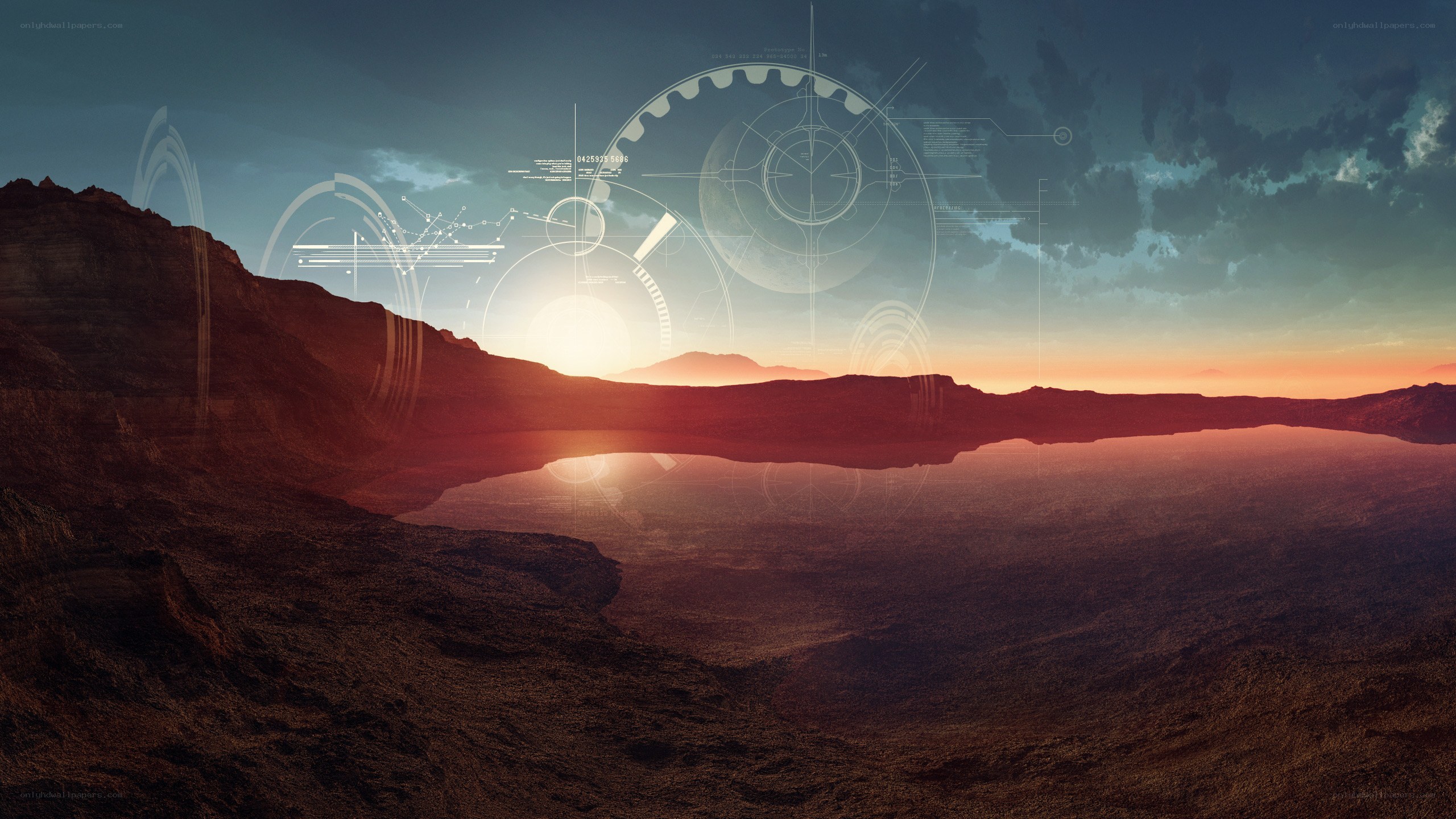 alien landscape with holographic overlay