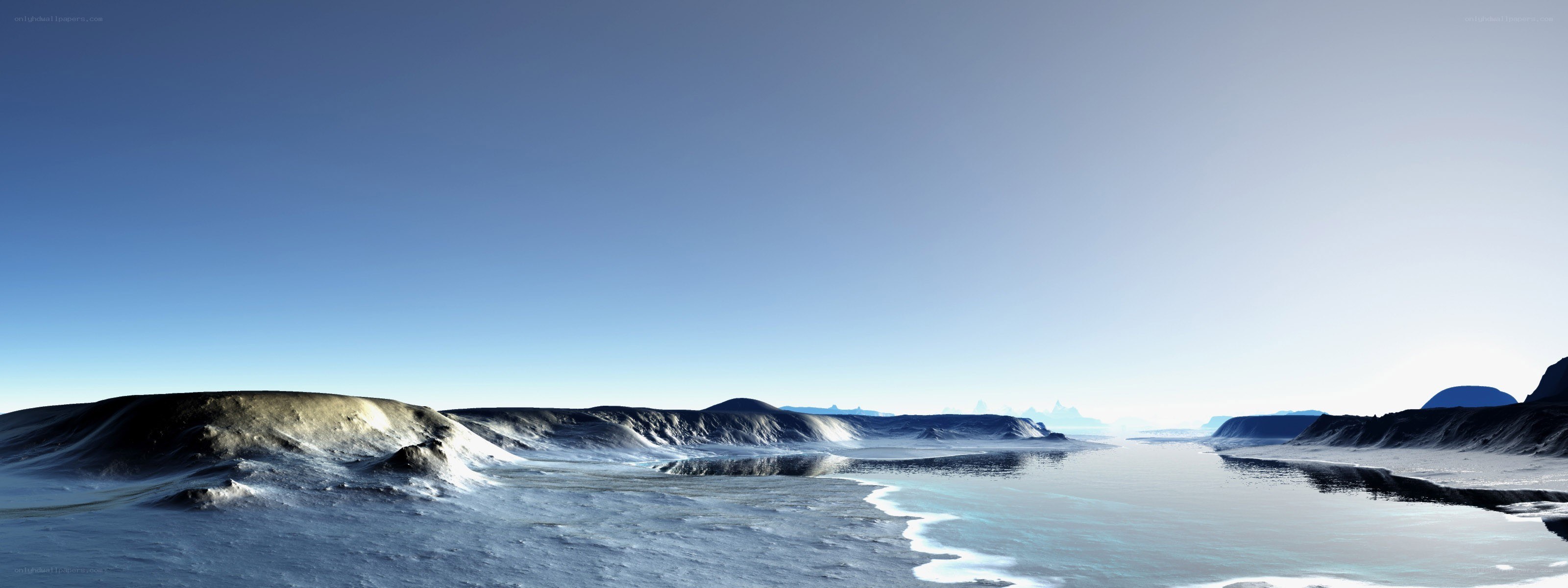 alien landscape with ice and water
