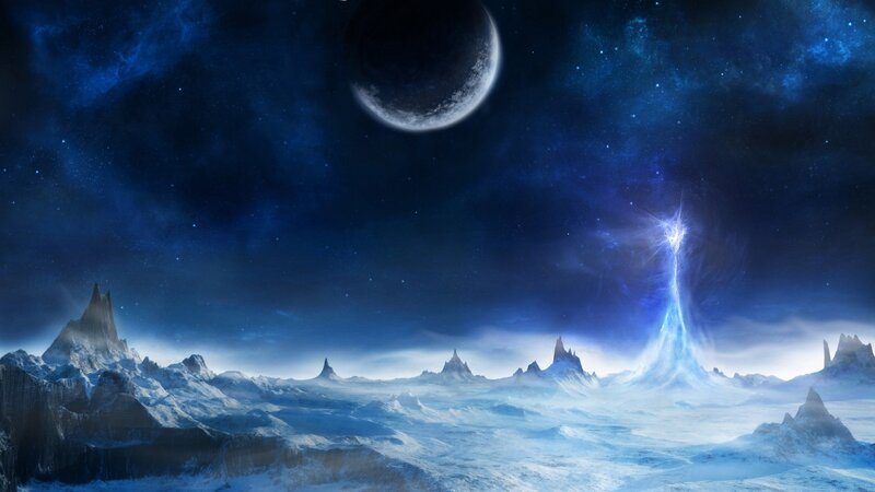 Alien Landscape with Ice — Blue, Dramatic