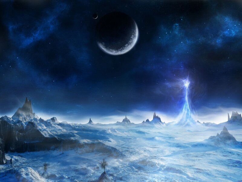 Alien Landscape with Ice — Blue