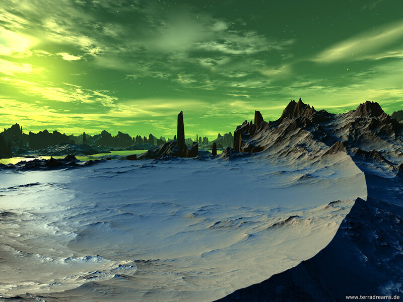 Alien Landscape with Ice — Green, Dramatic