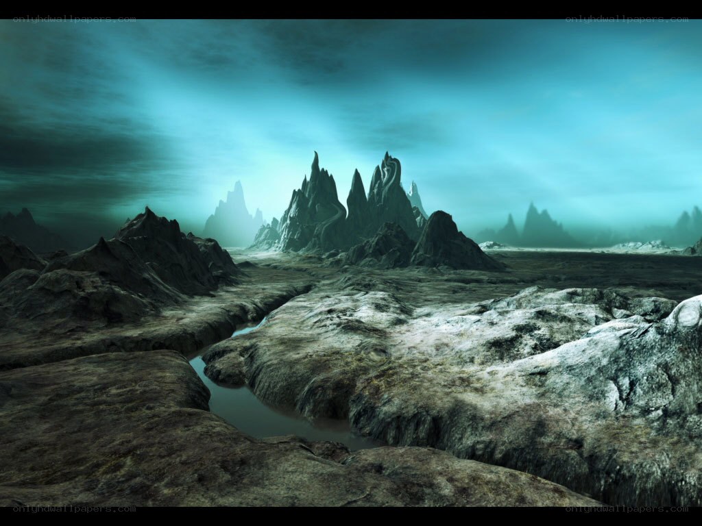 alien landscape with jagged mountains