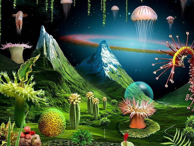Alien Landscape with Jellyfish