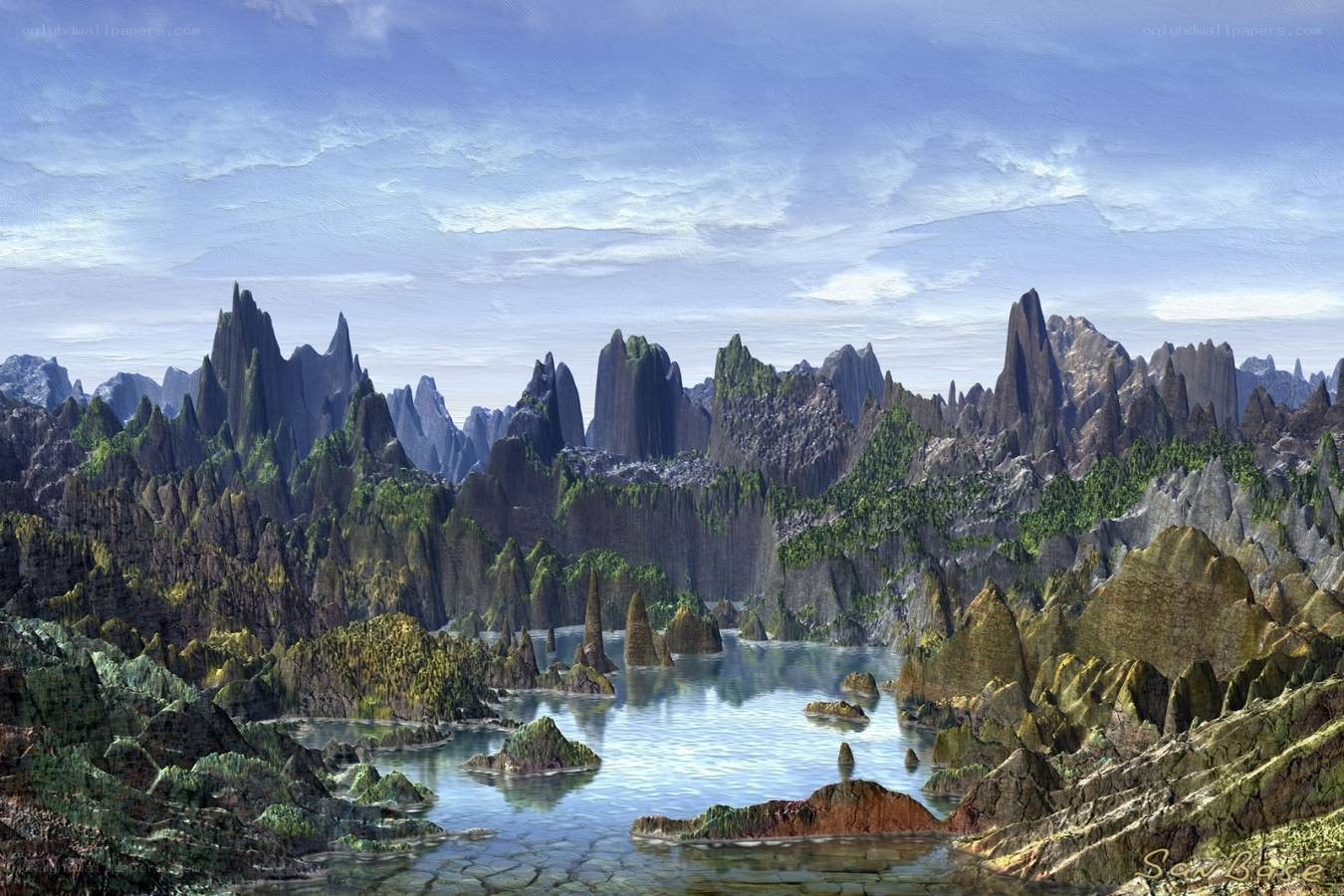 alien landscape with lake