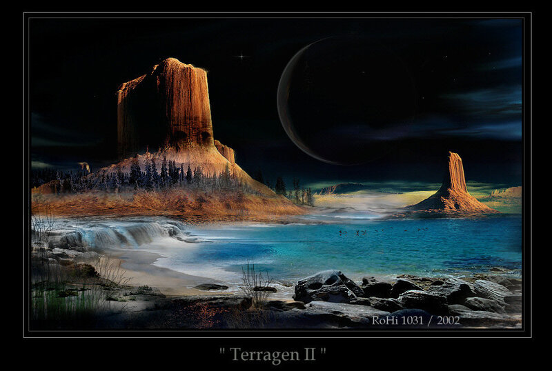 Alien Landscape with Lake — Blue