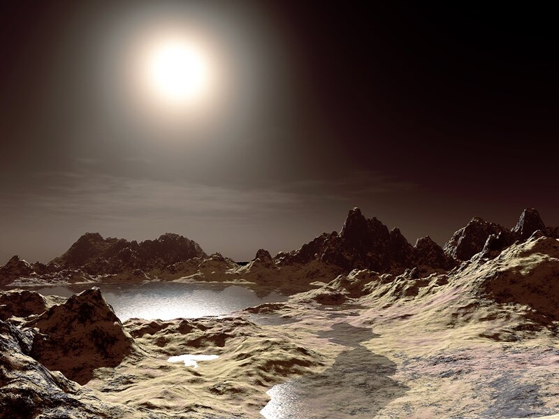 Alien Landscape with Lake — Brown