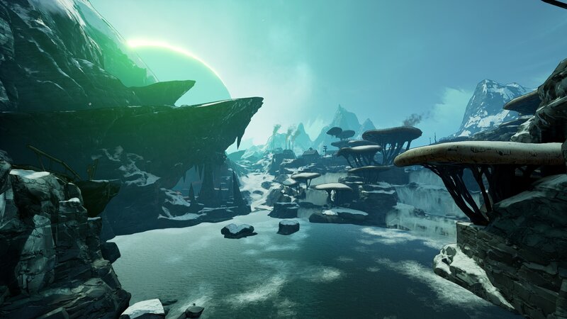 Alien Landscape with Lake — Green, Serene