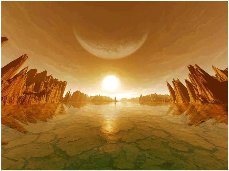 Alien Landscape with Lake — Orange