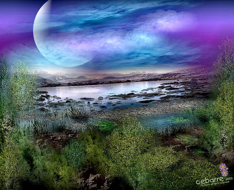 Alien Landscape with Lake — Purple