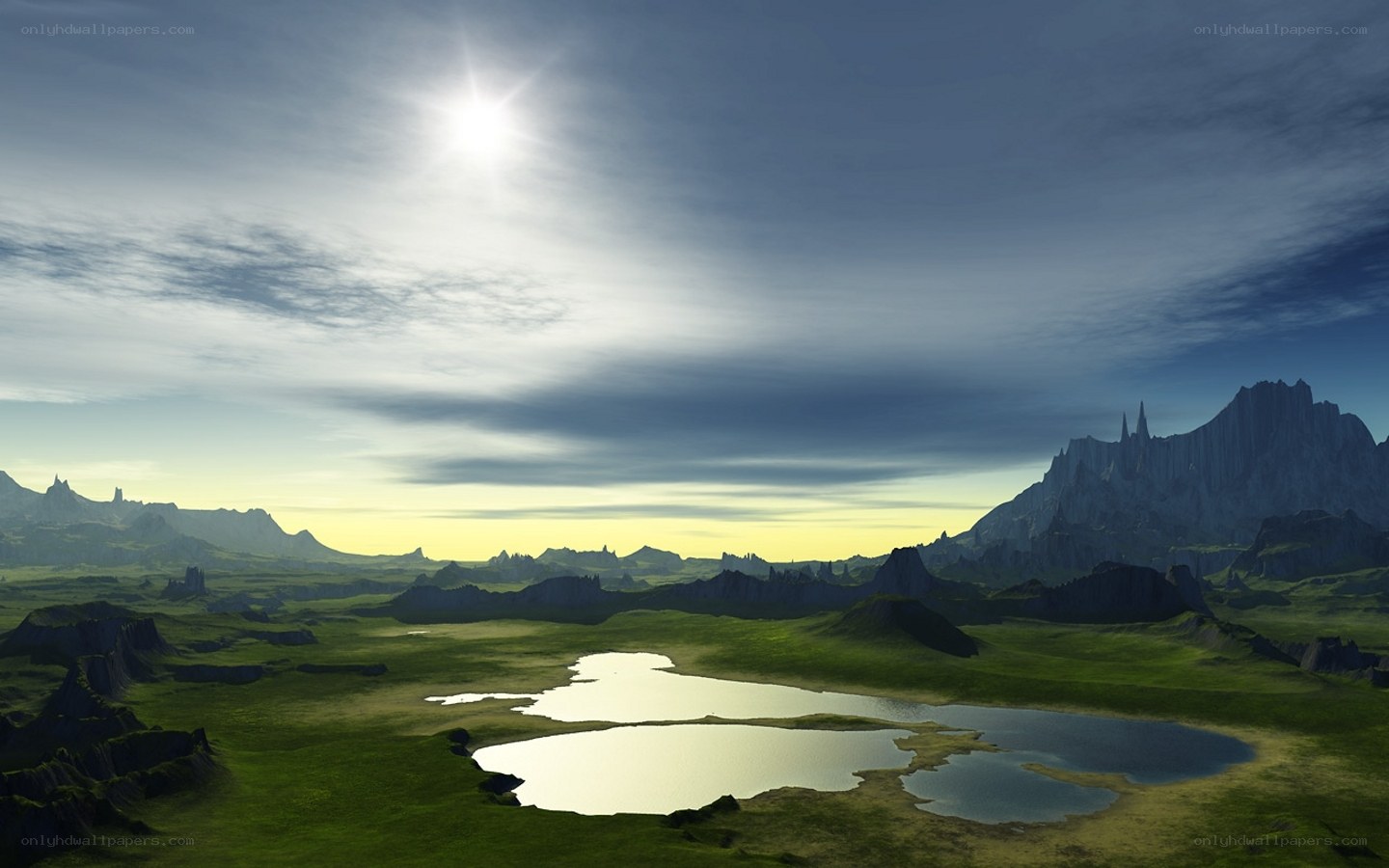 alien landscape with lakes