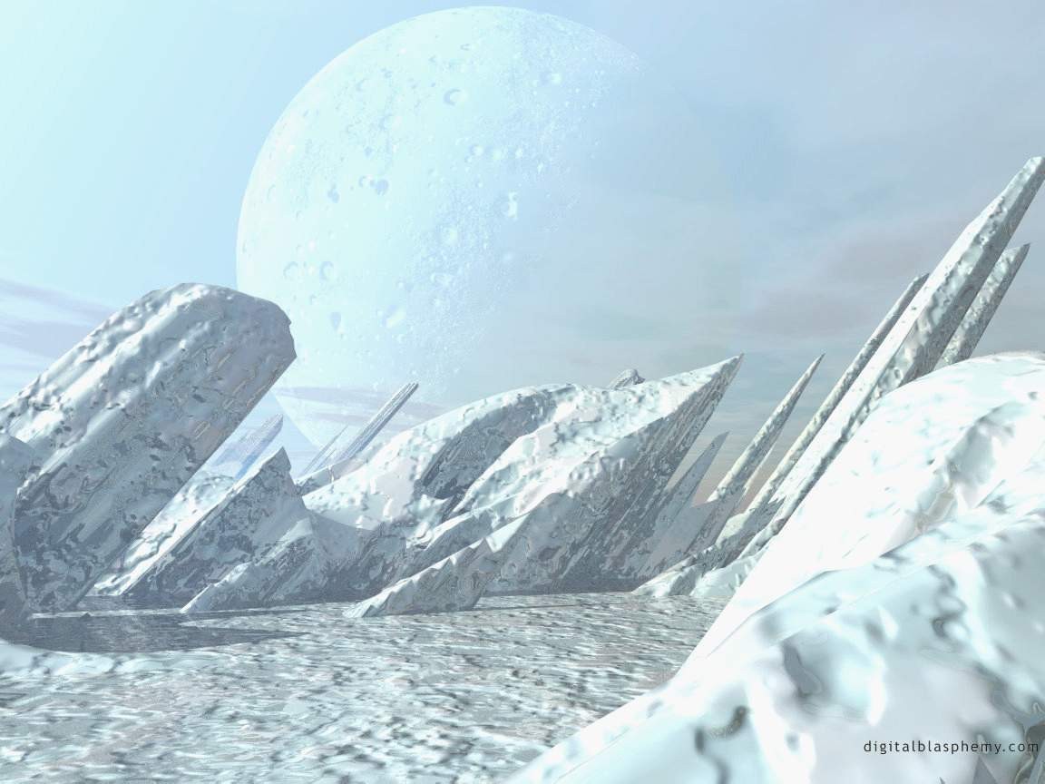 alien landscape with large moon