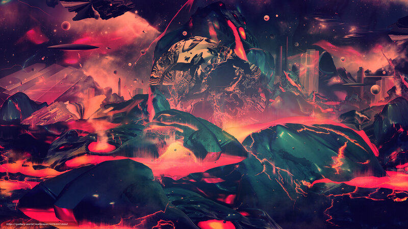 Alien Landscape with Lava — Red, Dramatic