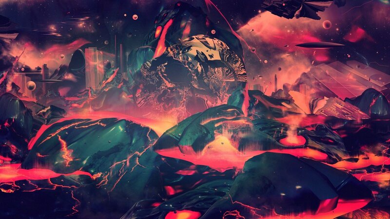 Alien Landscape with Lava
