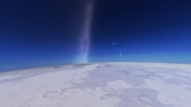 alien landscape with light beam