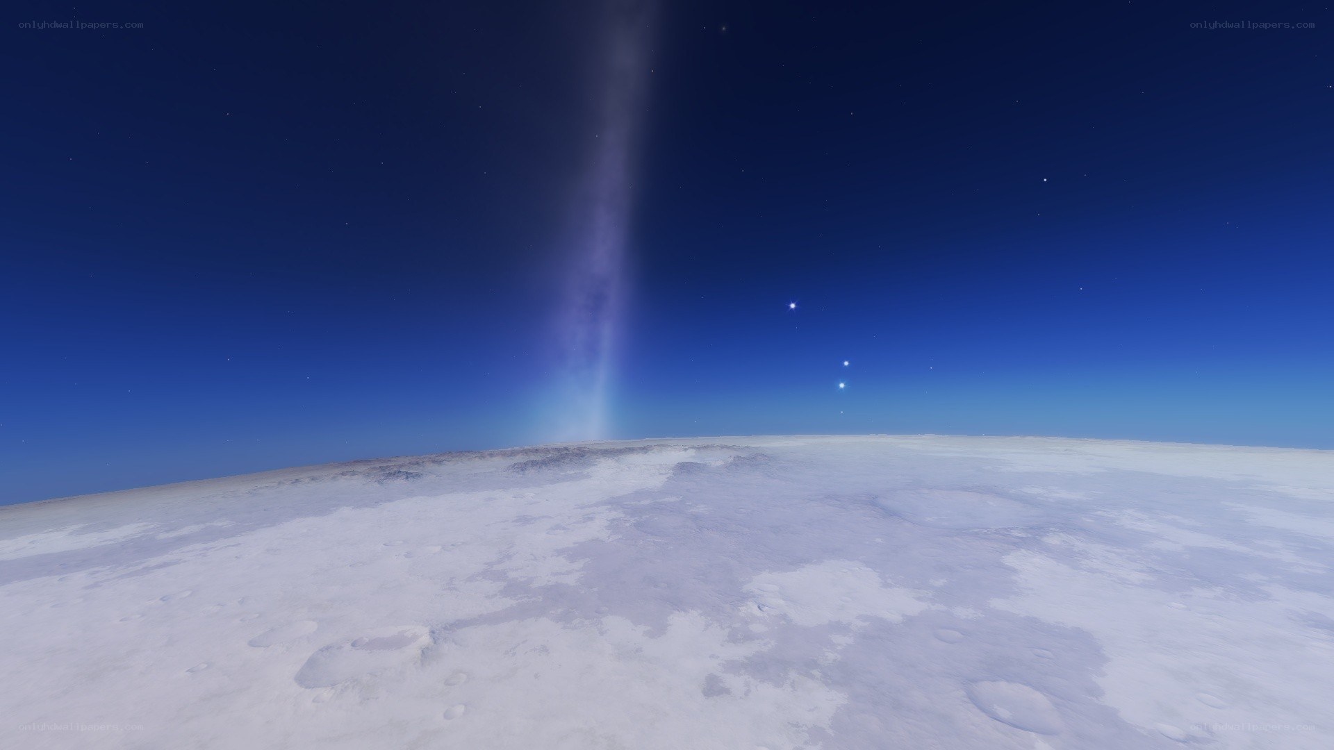 alien landscape with light beam