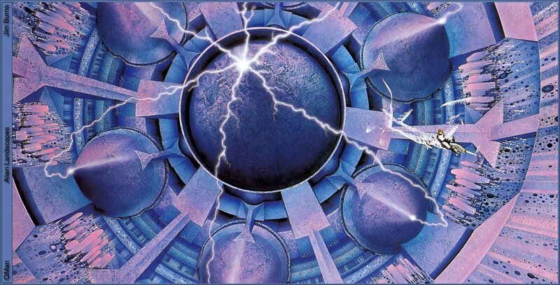 Alien Landscape with Lightning — Blue, Dramatic