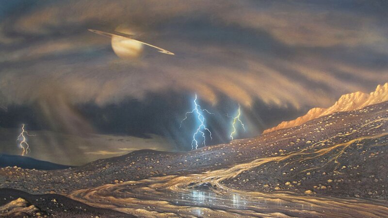 Alien Landscape with Lightning — Brown