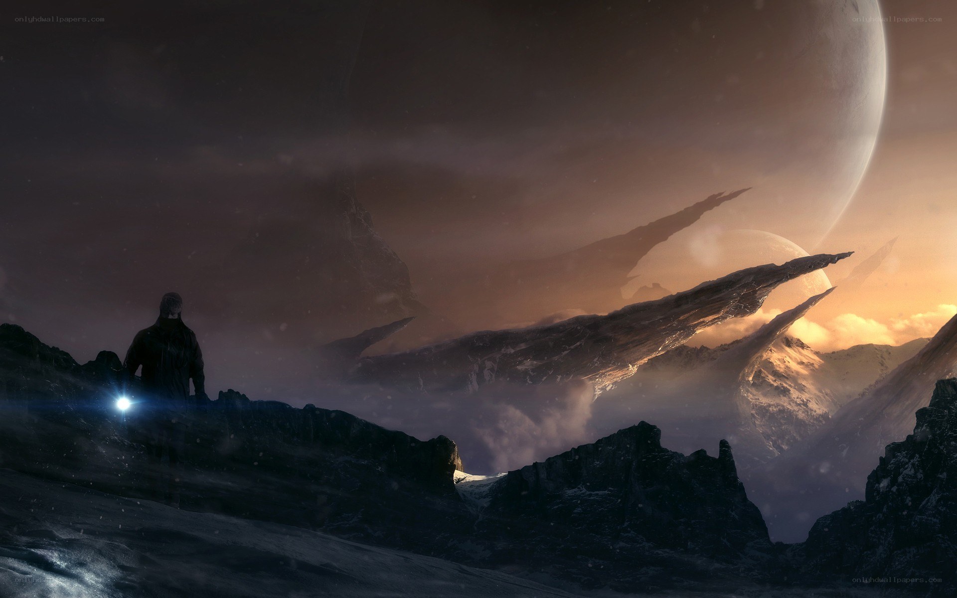alien landscape with lone figure
