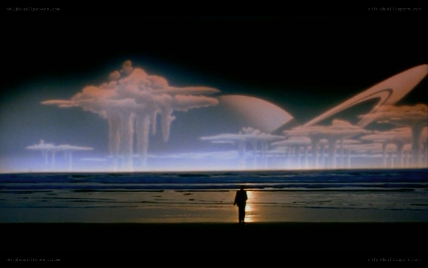 alien landscape with lone figure