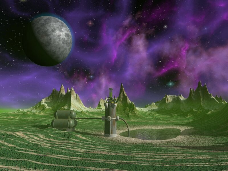 Alien Landscape with Machinery