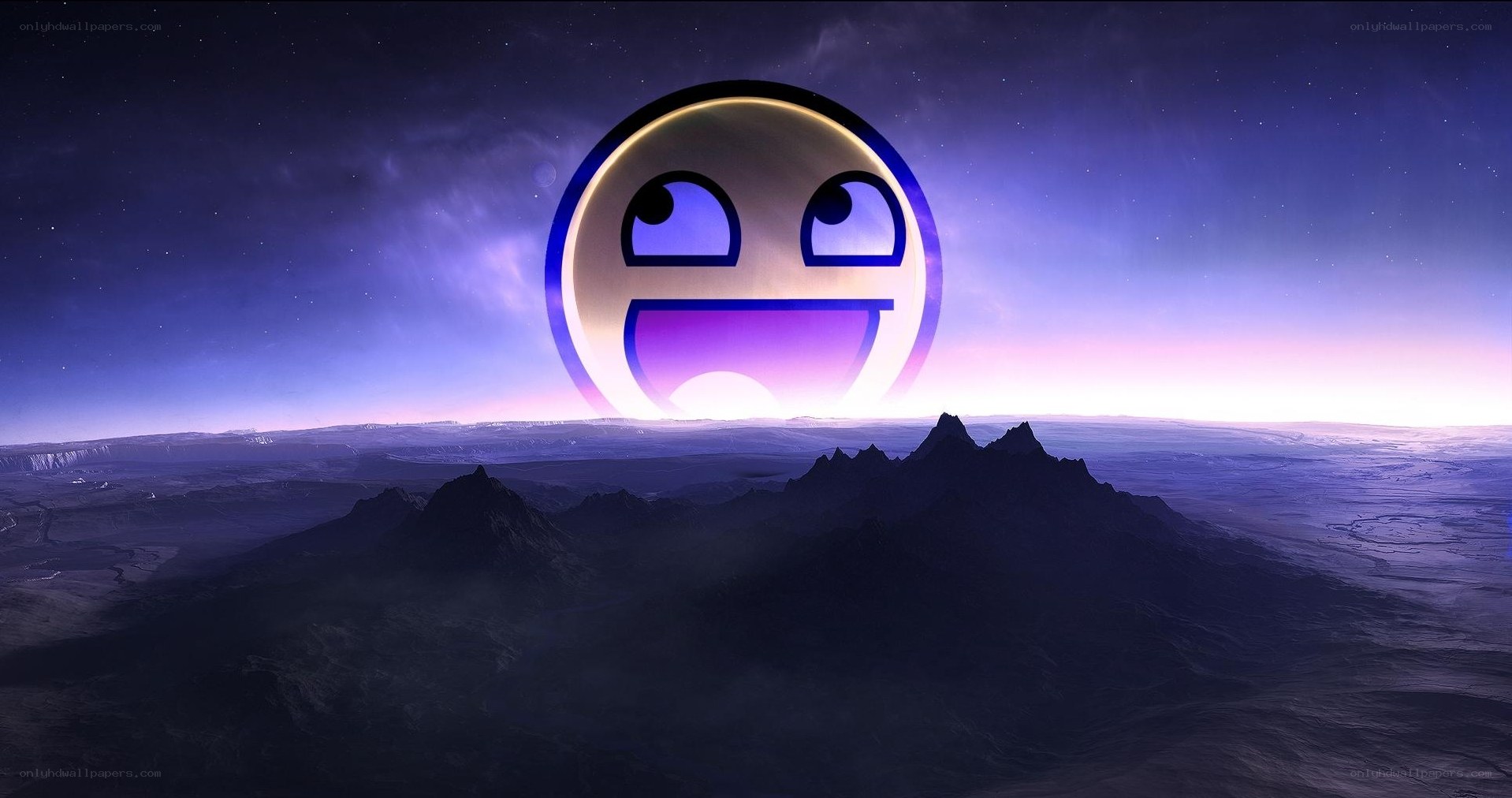 alien landscape with meme face