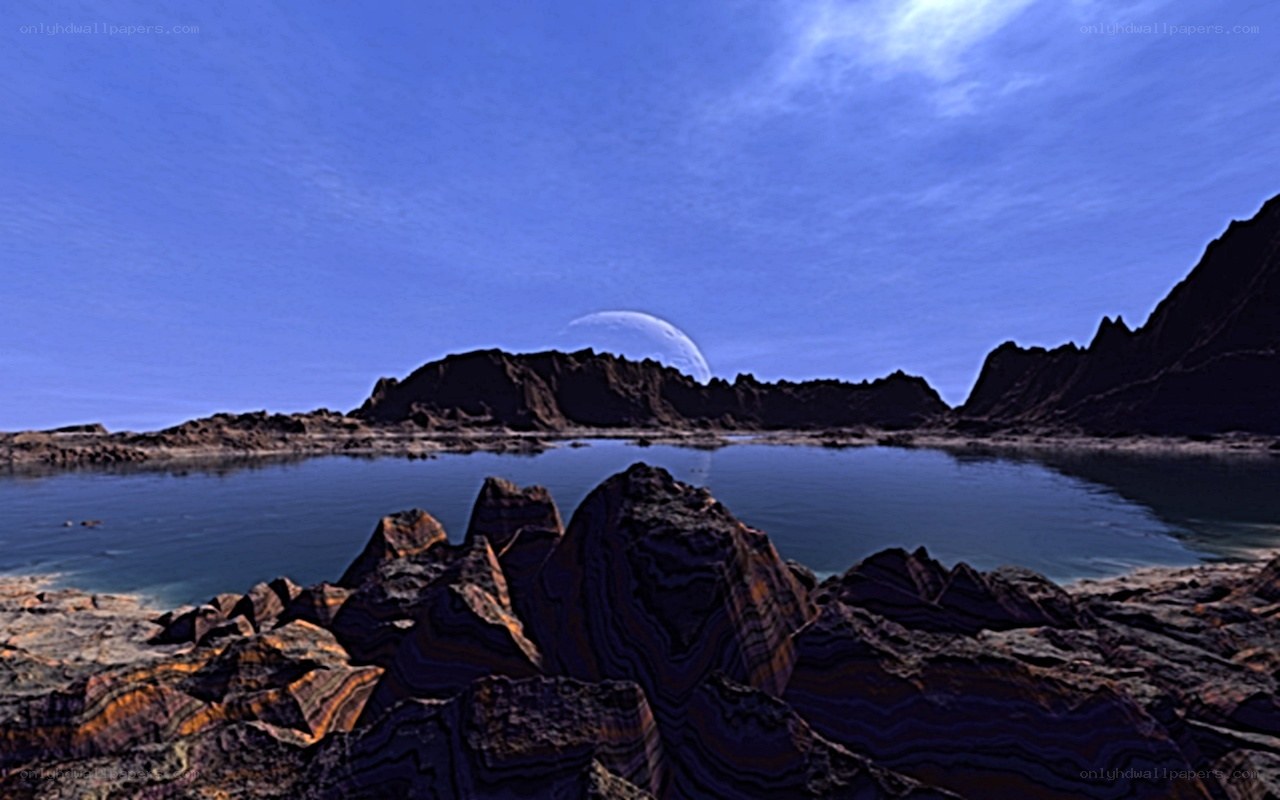 alien landscape with moon