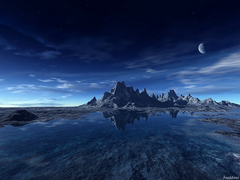 alien landscape with moon