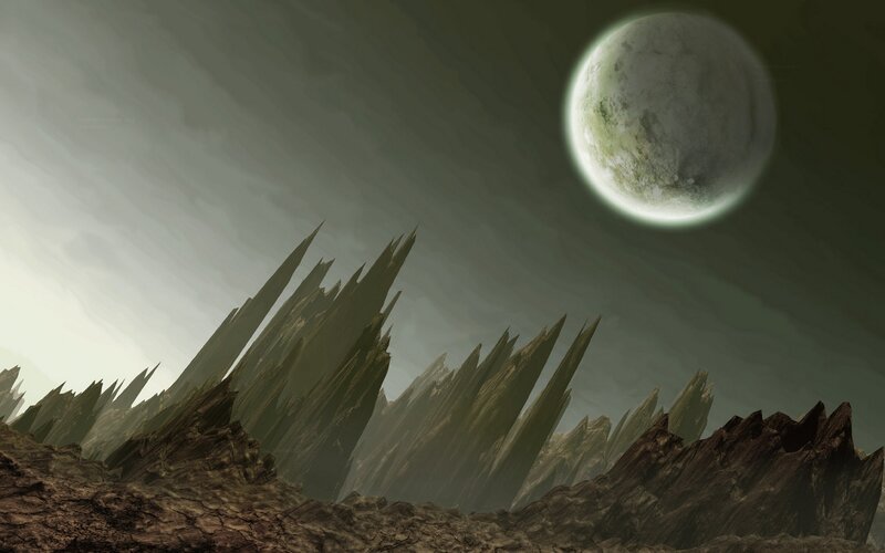 Alien Landscape with Moon — Gray