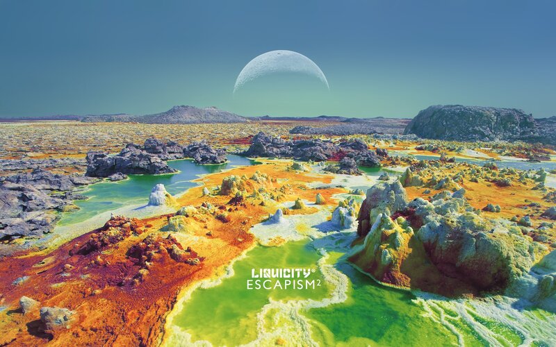 Alien Landscape with Moon — Green, Otherworldly