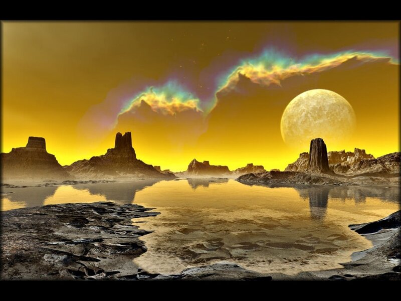 Alien Landscape with Moon — Yellow