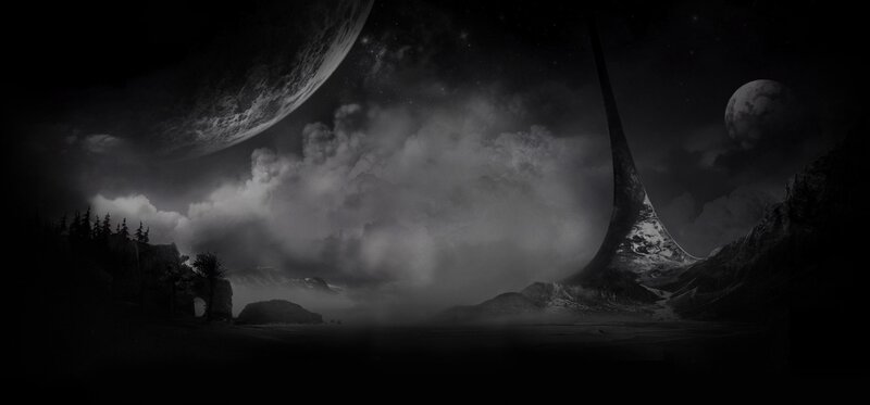 alien landscape with moons