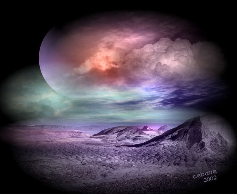 Alien Landscape with Moons — Purple