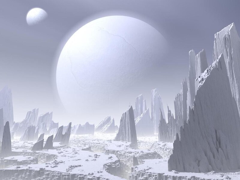 Alien Landscape with Moons — White