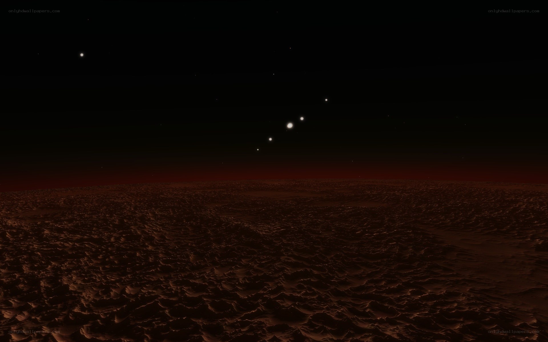 alien landscape with moons