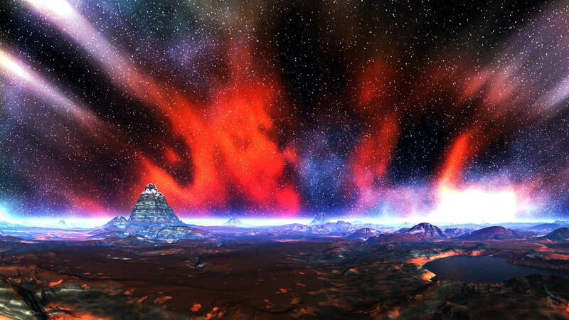 Alien Landscape with Mountain