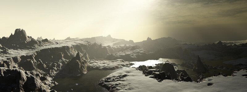 alien landscape with mountains